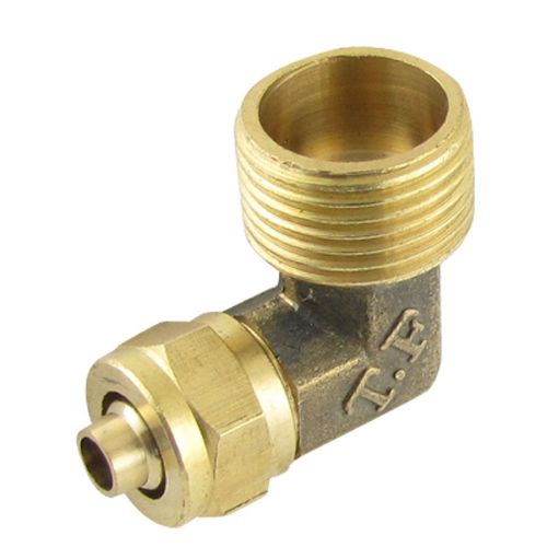 Gold tone brass quick coupler elbow connector for 5.5 x 8mm pneumatic pipe for sale