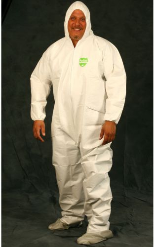 Lot of 3 Disposable WHITE ProTekt Tyvek Coveralls w/ Hood Boots Zip Front 2XL