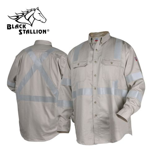 Black stallion truguard 300 nfpa 2112 fr work shirt  w/ reflectives - xl for sale
