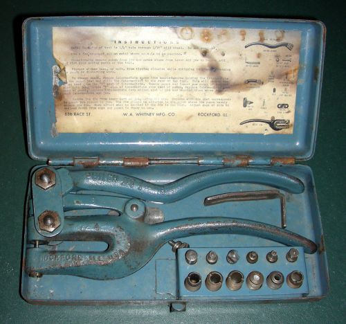 Roper Whitney Hole Punch kit vintage model 4-B in case with 12 punches