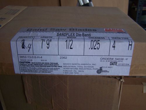 REVISED PRICE Sandflex Bahco Band Saw Blade 3852 L 7&#039;9&#034; W 1/2 T .025 TT 4H (4)