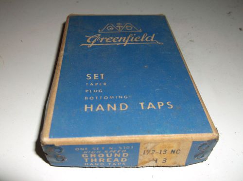 Vintage greenfield   1/2-13 nc h 3 3pc tap set with wood holder and vintage box for sale