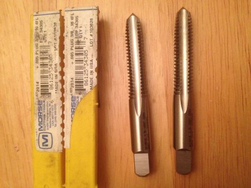 2 - MORSE Cutting Tools +.005 Plug 3/8&#034;-16, 4 Flute Pointed Taps (34305)