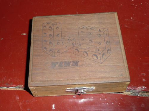 Gage blocks 1, 2, 3 blocks wooden box with many drop gage tips and accessories for sale