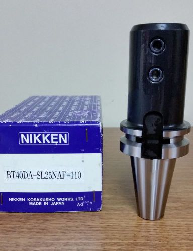 Nikken BT40 25mm End Mill Adapter 110mm Long, DIN-B Flange Coolant, 2 Screw