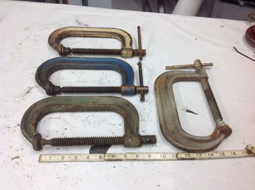 (4) Samson&#039;s &amp; Unknown 406 Deep Throat Heavy Duty C-Clamp 0-6&#034; Opening USA USED