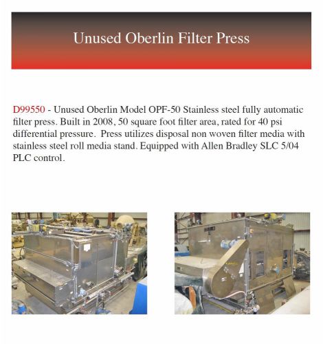 Unused Oberlin Filter Press OPF-50
