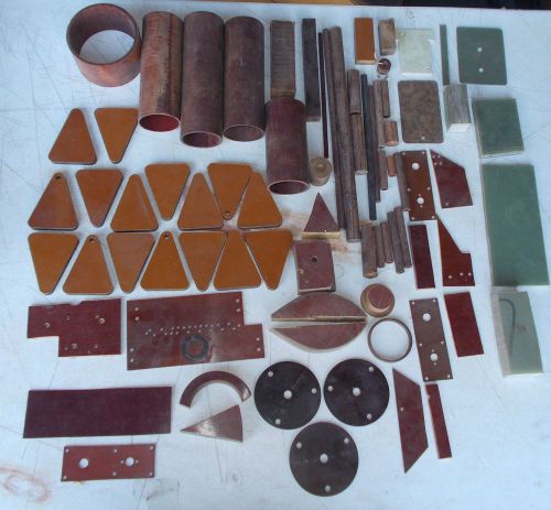 Lot 80+ assorted pieces phenolic material board sheet block rod tube green brown for sale