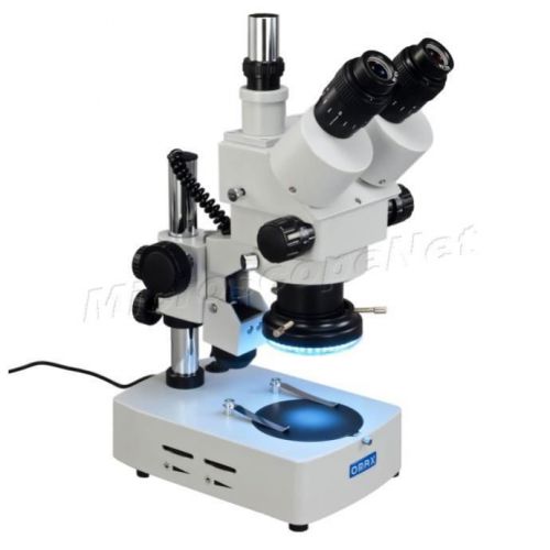 3.5x-90x zoom stereo trinocular dual light microscope with 60 led ring light for sale
