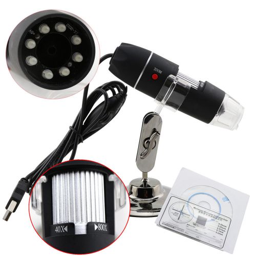 2.0MP 8-LED USB Digital Microscope Endoscope Magnifier 40X to 800X Video Camera
