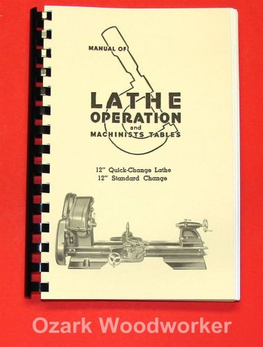 Atlas Craftsman Manual of Lathe Operation Book for 12&#034; Older Style 0036