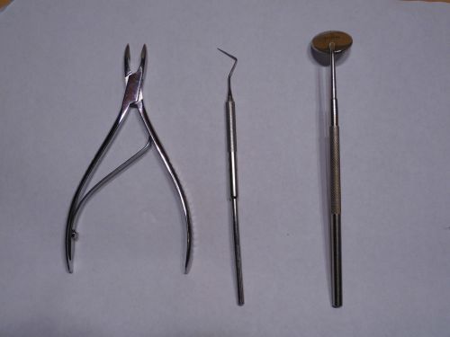 Dental Instruments 1 Mirror,1 Probe,1 Small Forceps for Dentist Crafters Artists