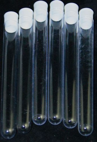25 plastic polystyrene test tubes  w caps 16x125mm for sale