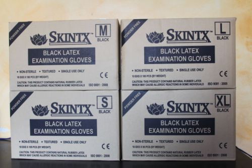 Skintx latex powder free exam gloves black for sale