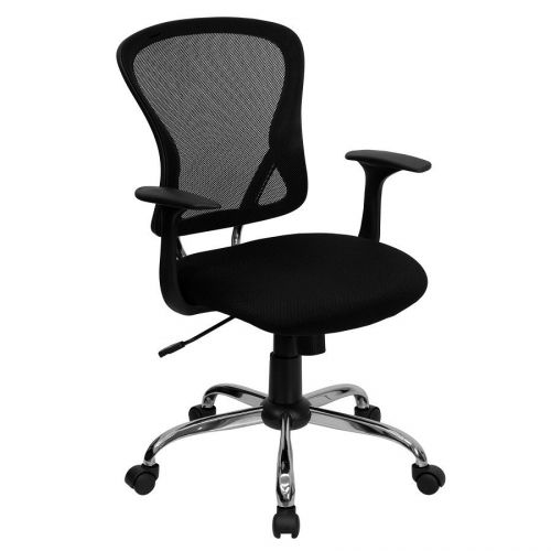 Office Chair Desk Computer Mesh Executive Chrome Mid Back Swivel Black Roll New