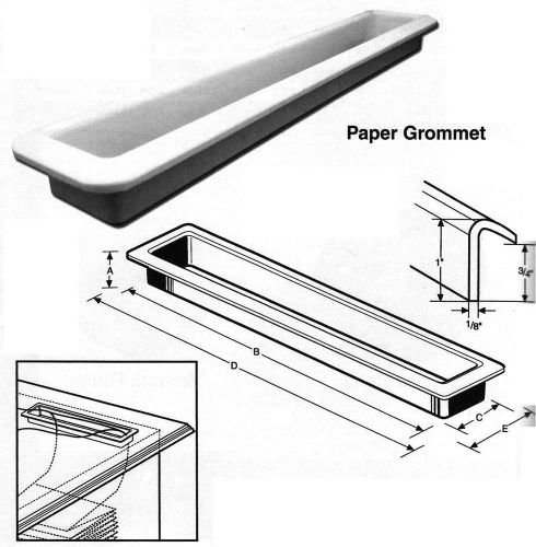 Paper management grommet, 18-1/4&#034; x 2-3/8&#034;, black plastic, 3/4&#034; depth for sale