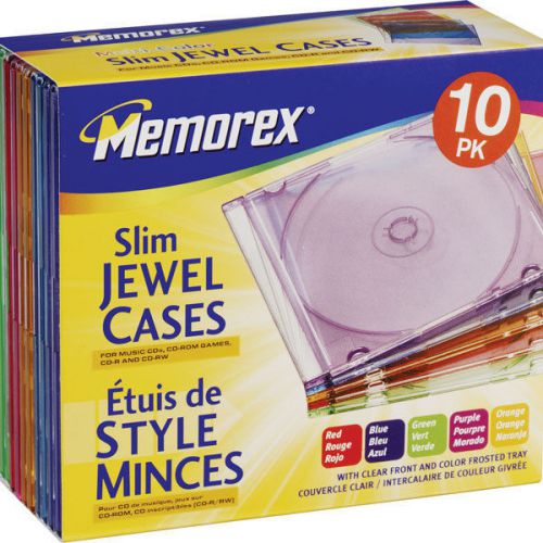Memorex 32021911 Slim Jewel Case In Assorted Colors (10-pk) (01911)