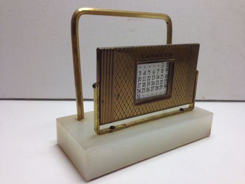 Uncommon, Scarce 1952 Fifty-Year Calendar/Desktop Letter Holder--Marble &amp; Brass