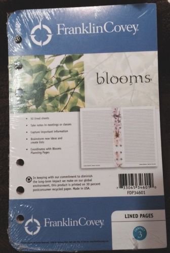 NIP Franklin Covey 50 Lined Pages Refill - Blooms Compact Design - Made in USA