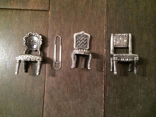 Pewter 3 Mini  Chairs Single Card Holder