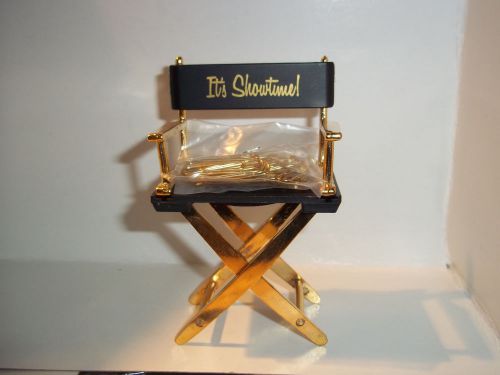 &#034;It&#039;s Showtime!&#034; Director Chair Shaped Paper Clip Holder with Clips - New in Box