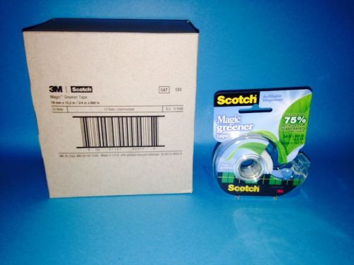 3M Scotch Magic Greener Case of 12 Pk 3/4&#034; Green ECO Tape - NEW in BOX