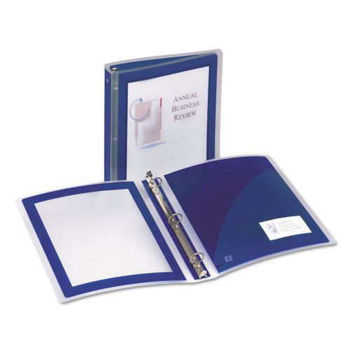 Flexi-view binder with round rings, 1-1/2&#034; capacity, navy blue for sale
