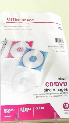 Office Depot Binder Pages 10 CD/DVD Holder Cover Clear 491802 CHOP 3947z1