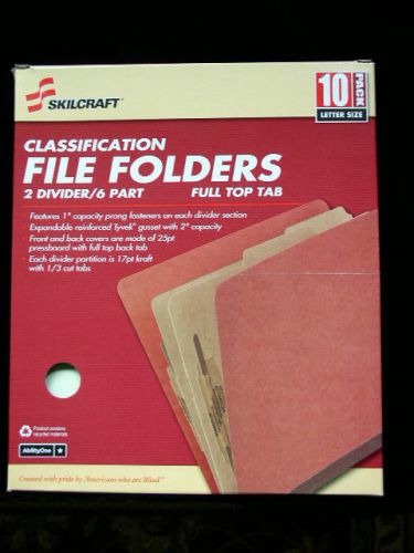 Skilcraft light green classification file folders 6 pt 2 divider letter 10 pk bx for sale