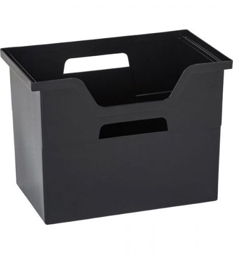 Plastic open top hanging file box - black for sale