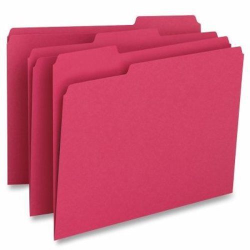 Business Source File Folder,1-Ply,1/3 Cut Assorted Tabs, 100 Box/Red(BSN65776)