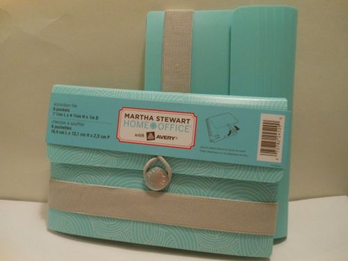 PAIR of Martha Stewart Office Blue Accordion Files Wave Tabs Coupons Receipts