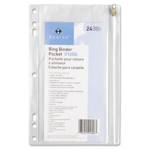 Sparco Hole Punched Ring Binder Pockets - 6&#034; X 9.50&#034; - Vinyl - 1each (spr01606)