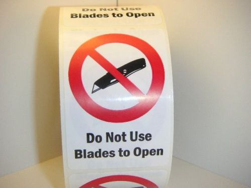 DO NOT USE BLADES TO OPEN 2x3 Warning Labels Stickers (50 labels)