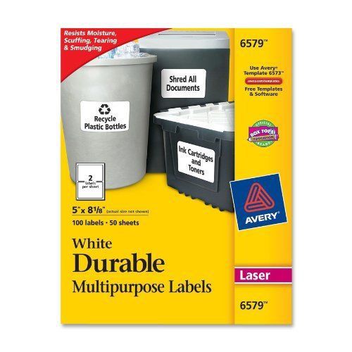 Avery Permanent Durable I.d. Label - 5&#034; Width X 8.12&#034; Length - 100 / (ave6579)