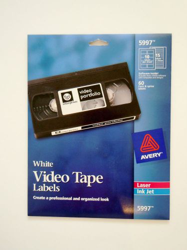 AVERY 5997 - WHITE VIDEO TAPE LABELS - 60 FACE AND SPINE LABELS