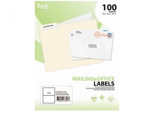 Ace Brand Inkjet 2000 Labels Half Sheet Shipping Labels 8.5 X 5.5&#034; #5126