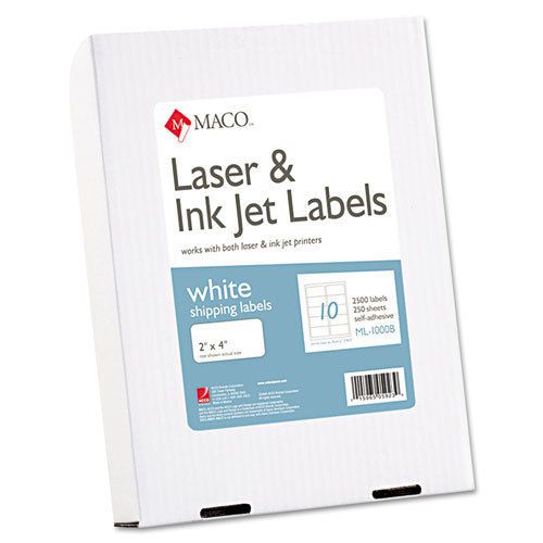 White All-Purpose Labels, 2 x 4, 2500/Box