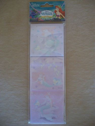 Disney Little Mermaid 3 Pack Sticky Note Pads, 3&#034; X 3&#034;, #65065, NEW IN PACKAGE