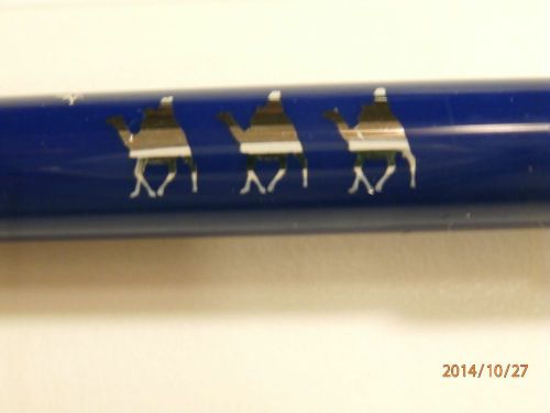 BEAUTIFUL SILVER AND BLUE CLICK PEN WITH 3 WISE MEN AND CAMELS