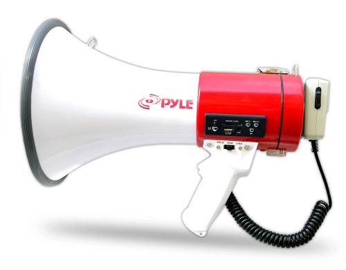 New pyle pmp57lia 50 watt megaphone speaker w/ usb sd mp3 player &amp; rechargeable for sale