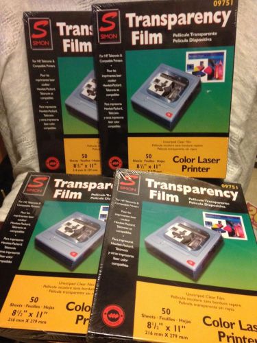 Laser Printer Transparency Film 50 Sheets 4 Boxes 200 8.5 x 11 Simon 09751 NEW
