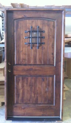 KROSSWOOD DOORS KA 002V Knotty Alder Wood Entry Door 42&#034; x 80&#034; Pre Hung Doors