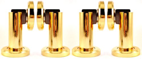 Lot of 4 polished brass mx-3 *magnetic* doorstops heavy commercial grade quality for sale