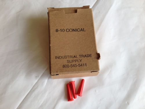 NEW(BOX OF 100) INDUSTRIAL TRADE SUPPLY 8-10 CONCIAL PLASTIC ANCHORS 7/8 INCH