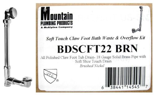 Mountain BDSCFT22-BRN Clawfoot Style Bath Waste &amp; Overflow Kit Brushed Nickel