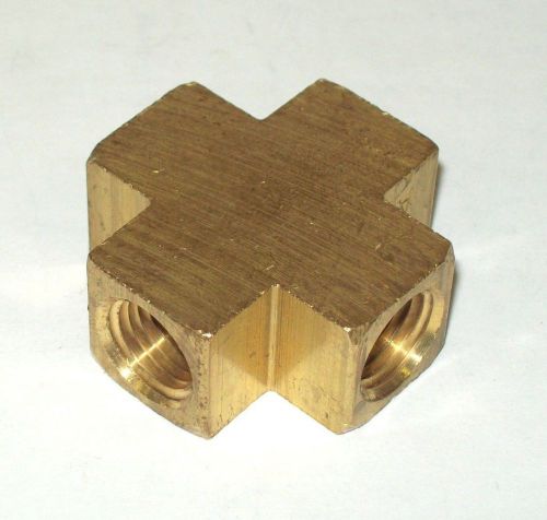 Brass pipe fitting 4 way equal female cross connector coupling 1/4&#034; npt for sale