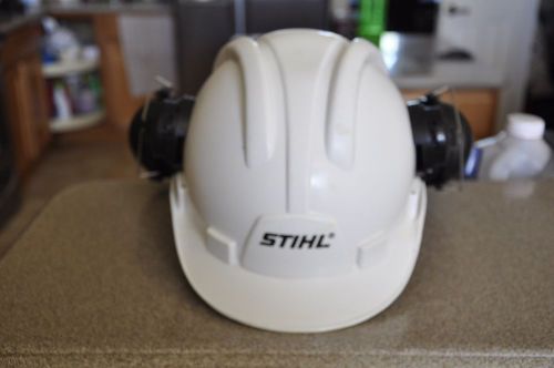 Stihl brand Safety Helmet with attached ear muffs Construction Costume Logging