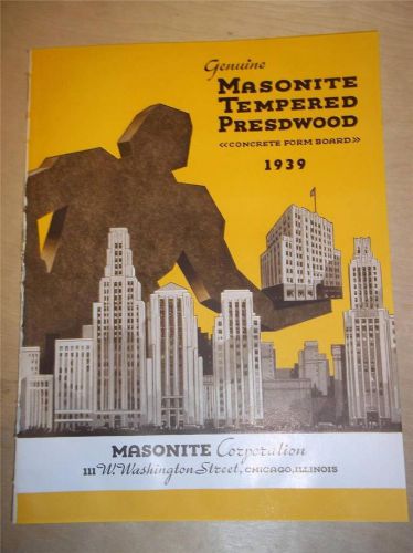 Vtg Masonite Catalog~Tempered Presdwood/Concrete Board~Art Deco Graphics~1939