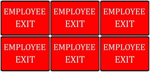 Black Red &amp; White Six Set Employee Exit Important Business Company Vinyl Signs